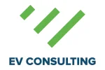 EV Consulting's logo is elegant and professional which has electric blue and green colors.