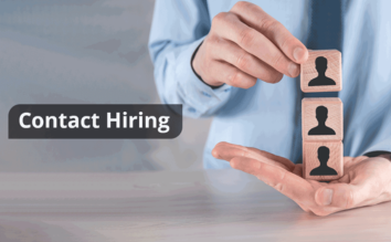 In Contact hiring, two hands symbolized professional connection for HR job opportunities.